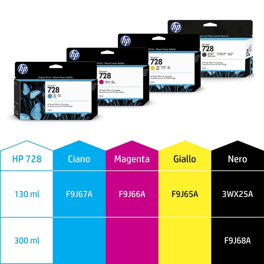 HP Cartuccia inchiostro ciano DesignJet 728, 130 ml [F9J67A]