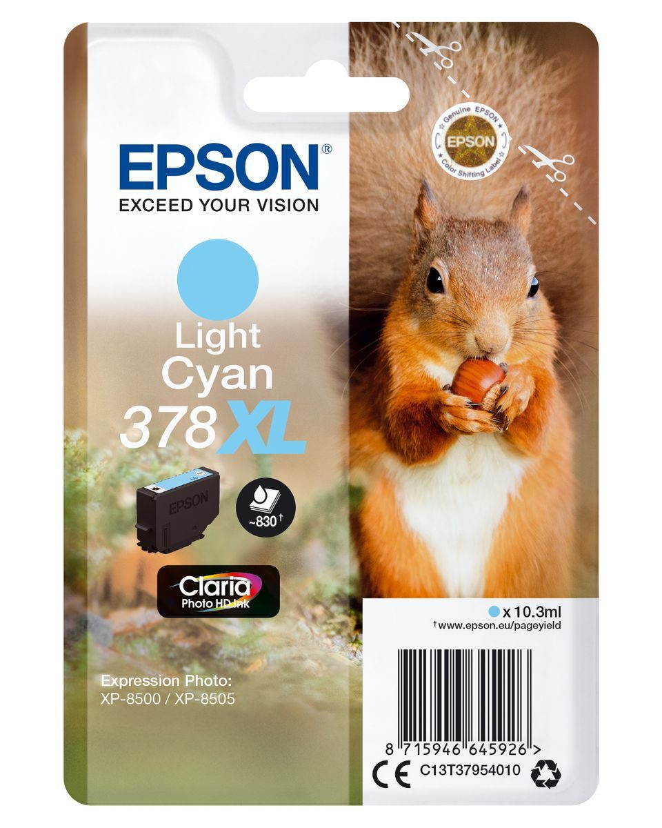 Epson Squirrel Singlepack Light Cyan 378XL Claria Photo HD Ink [C13T37954010]