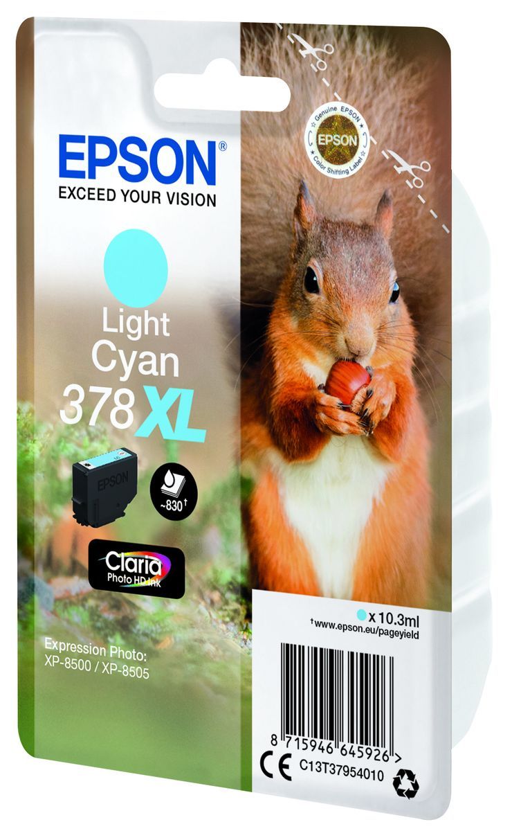 Epson Squirrel Singlepack Light Cyan 378XL Claria Photo HD Ink [C13T37954010]