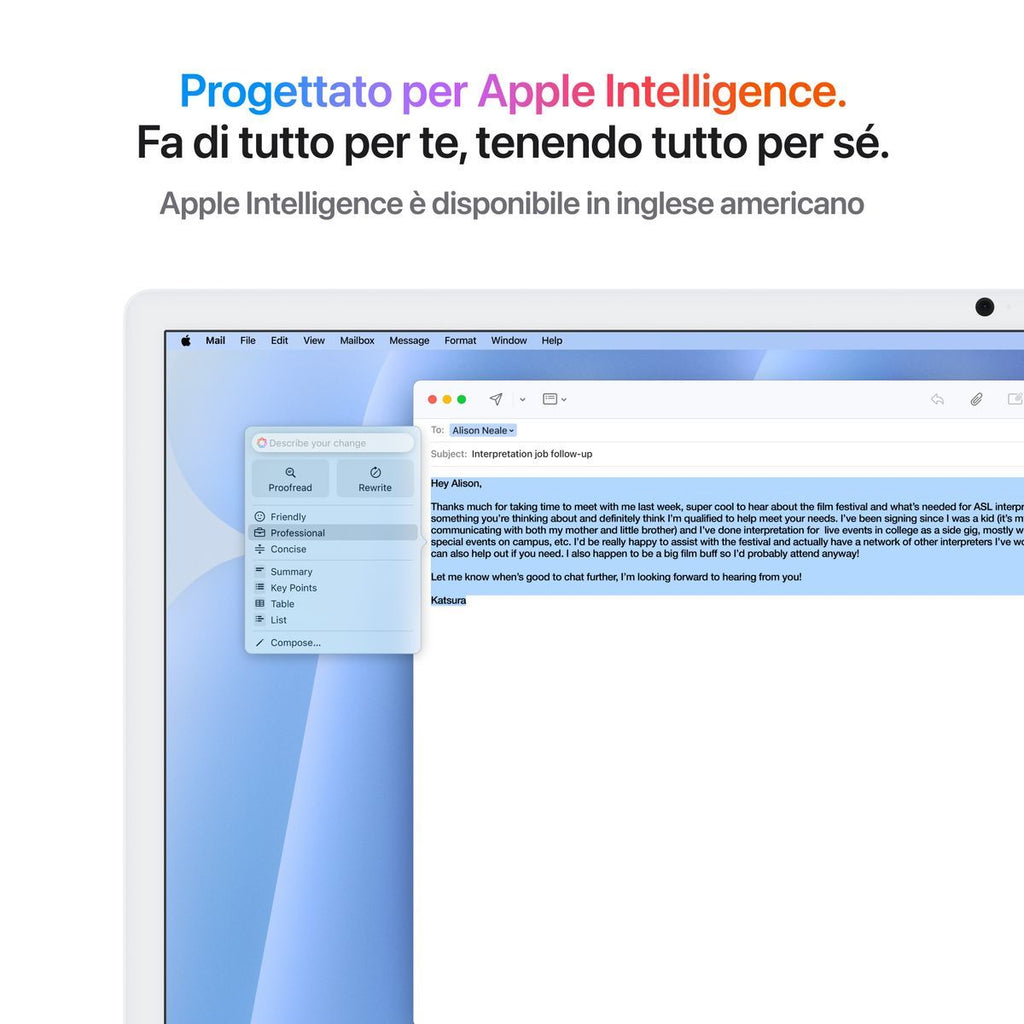 Apple iMac 24"Retina Display 4,5K, Chip M4 con CPU 10core, GPU 10core, 24GB, 512GB SSD, Blu [MD2T4T/A]
