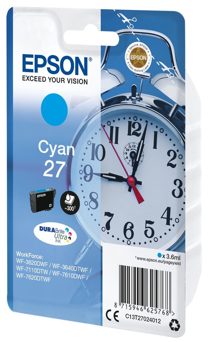 Epson Alarm clock Cartuccia Sveglia Ciano Inchiostri DURABrite Ultra 27 [C13T27024012]