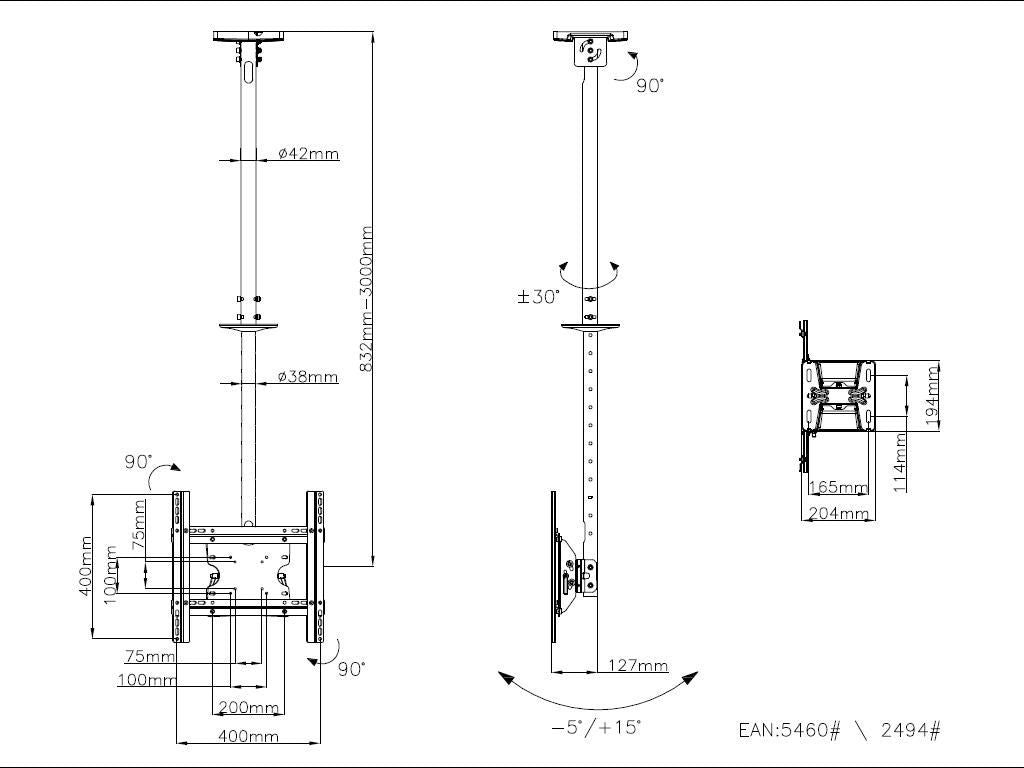 ITB MB2494 Supporto per display espositivi 190,5 cm (75") Argento [MB2494]