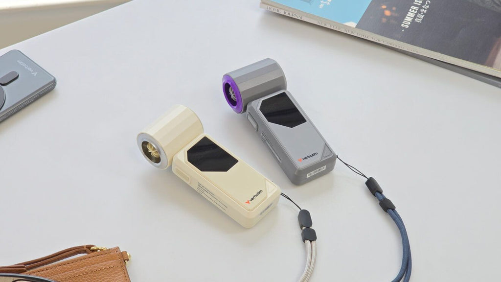 VERBATIM COOLNGO AIRJET HANDHELD FAN GREY/PURPLE [32340]