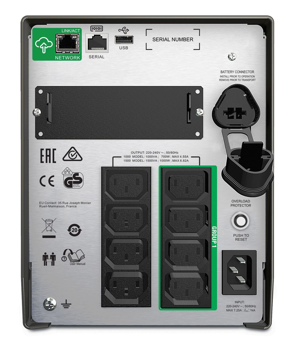 APC SMT1000IC gruppo di continuità (UPS) A linea interattiva 1 kVA 700 W 8 presa(e) AC [SMT1000IC]