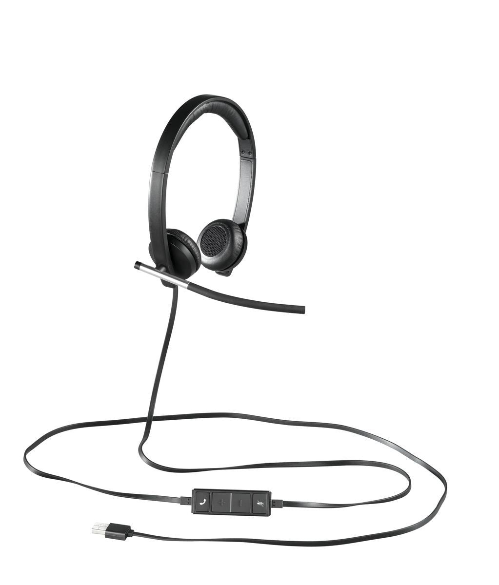 Logitech 981-000519 cuffia e auricolare Cablato A Padiglione Ufficio USB tipo A Nero, Argento [981-000519]