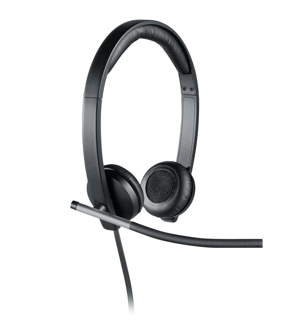 Logitech 981-000519 cuffia e auricolare Cablato A Padiglione Ufficio USB tipo A Nero, Argento [981-000519]