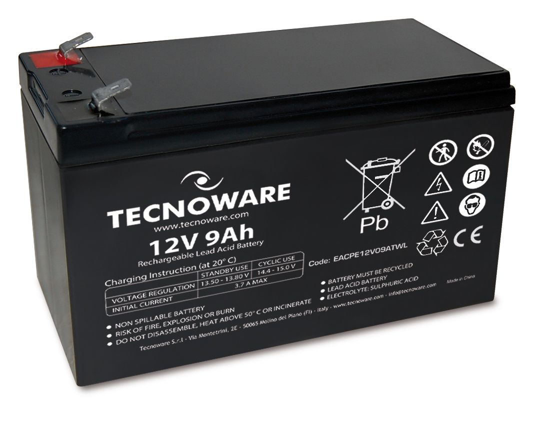 POWER BATTERY TECNOWARE 12V 9AH FASTON 6,3 MM LONG LIFE (24 Mesi di Garanzia) [EACPE12V09ATWL]