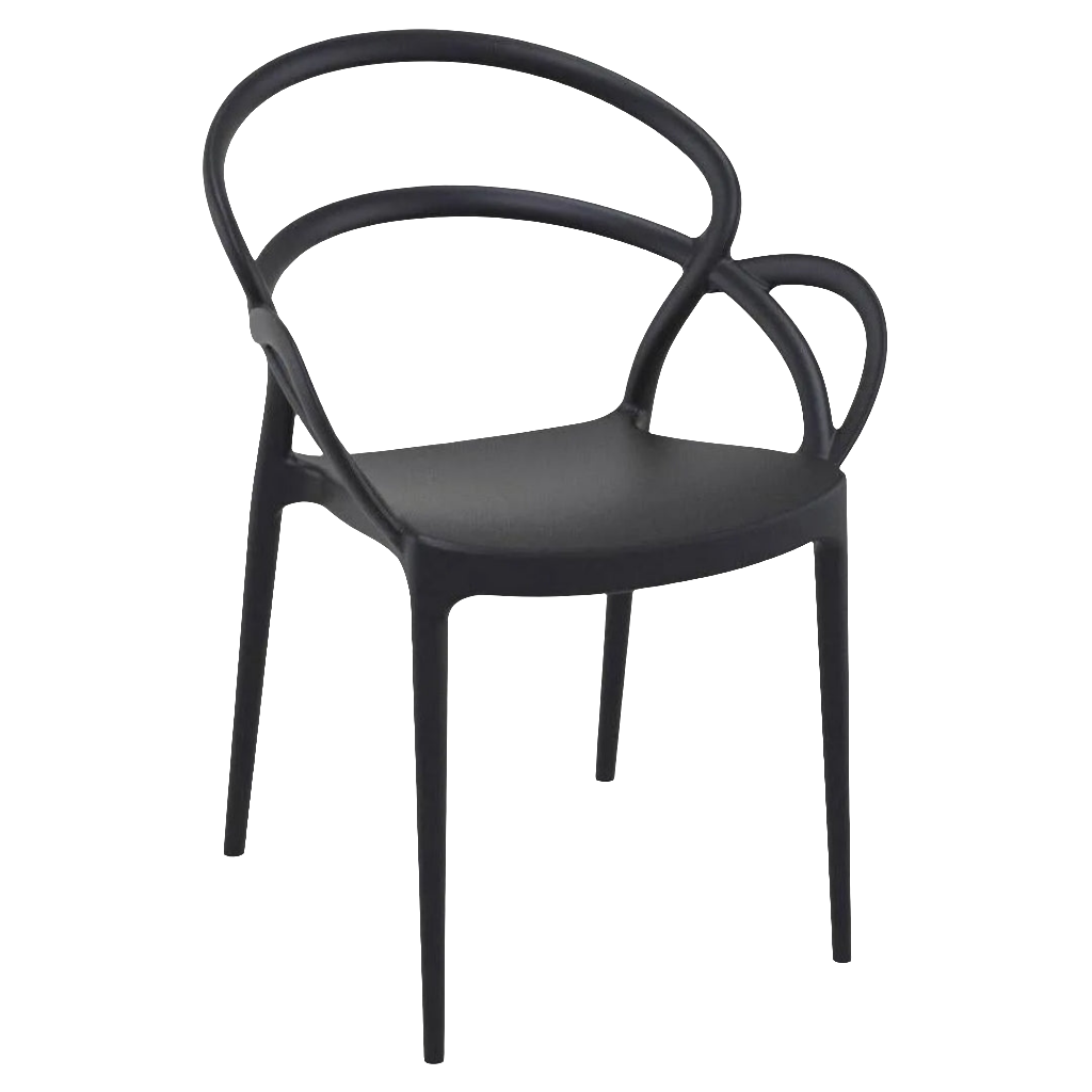 Set 4 Sedie con Braccioli in Polipropilene Nero - Arredo Esterno