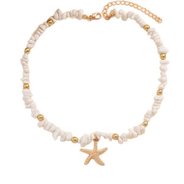 Collana con clavicola in ciottoli irregolari e motivo a stella marina