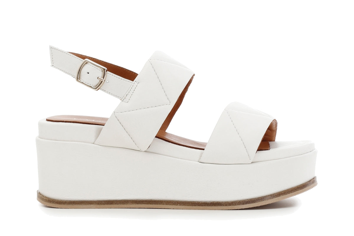 CafèNoir Sandalo da donna con zeppa  trapuntati in pelle C1HC1210 W026 crema