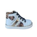 CafèNoir scarpa sneakers alta da bambina con laccio e cerniera laterale C-2351 C1737 bianco