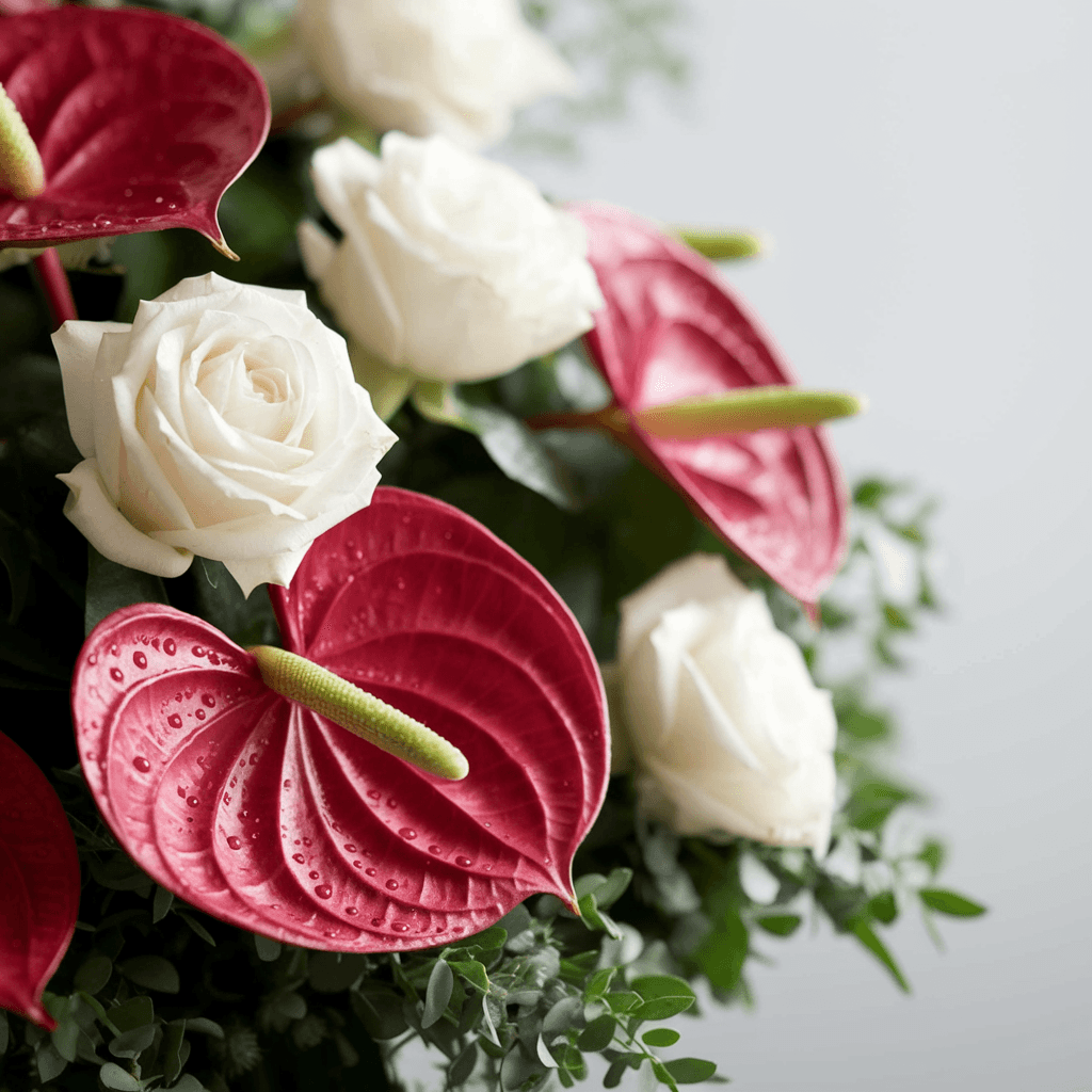 MEMORIA PURA – Anthurium Rossi e Rose Bianche