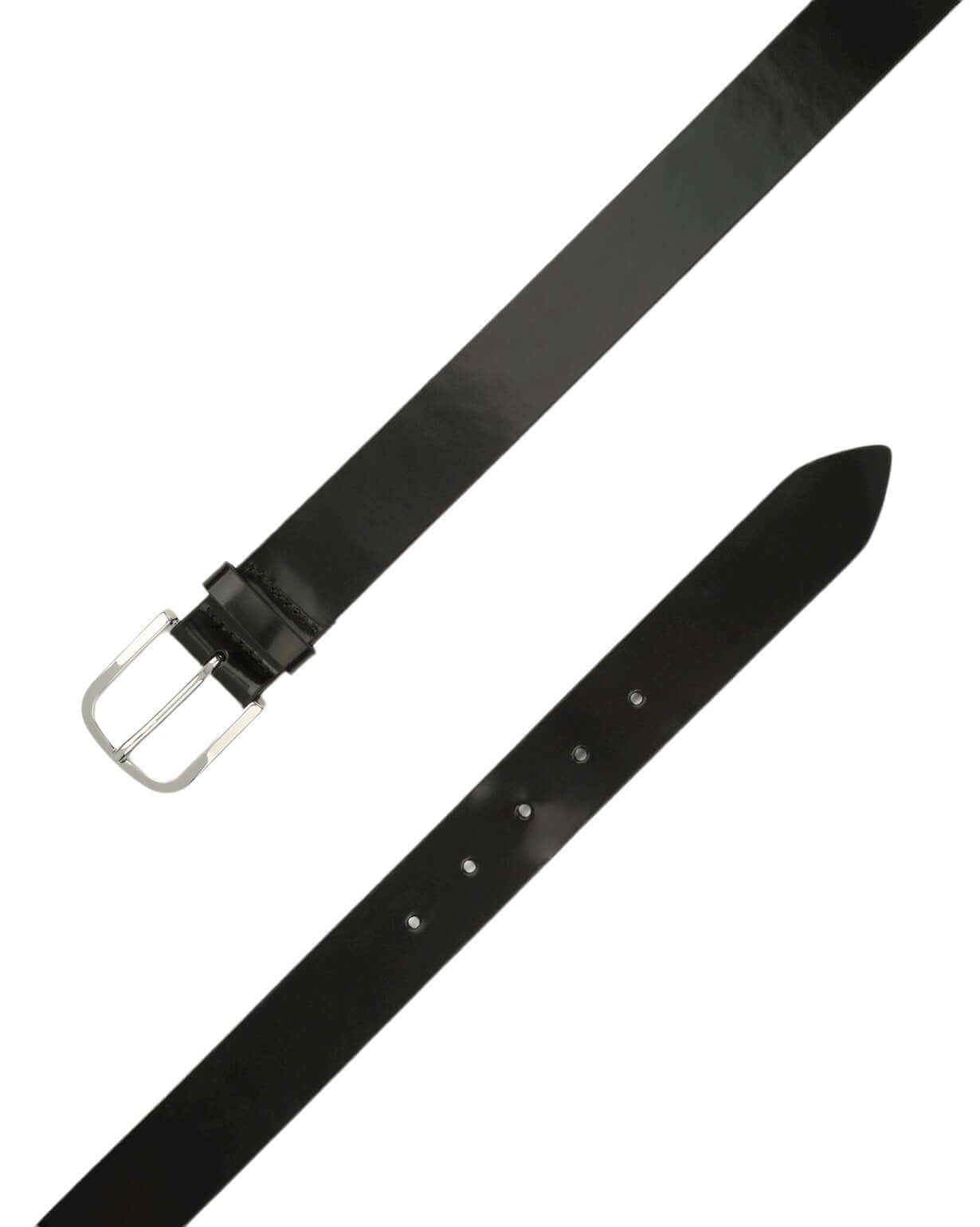 Cintura Classica Bright Nero in Pelle Lucida