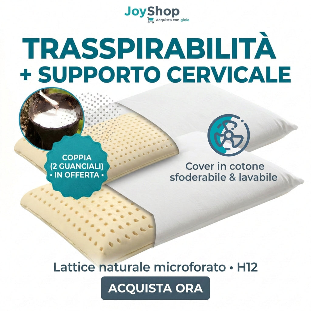 Coppia Cuscini Lattice Naturale – Antiacaro, Cotone Sfoderabile | NATURE H12