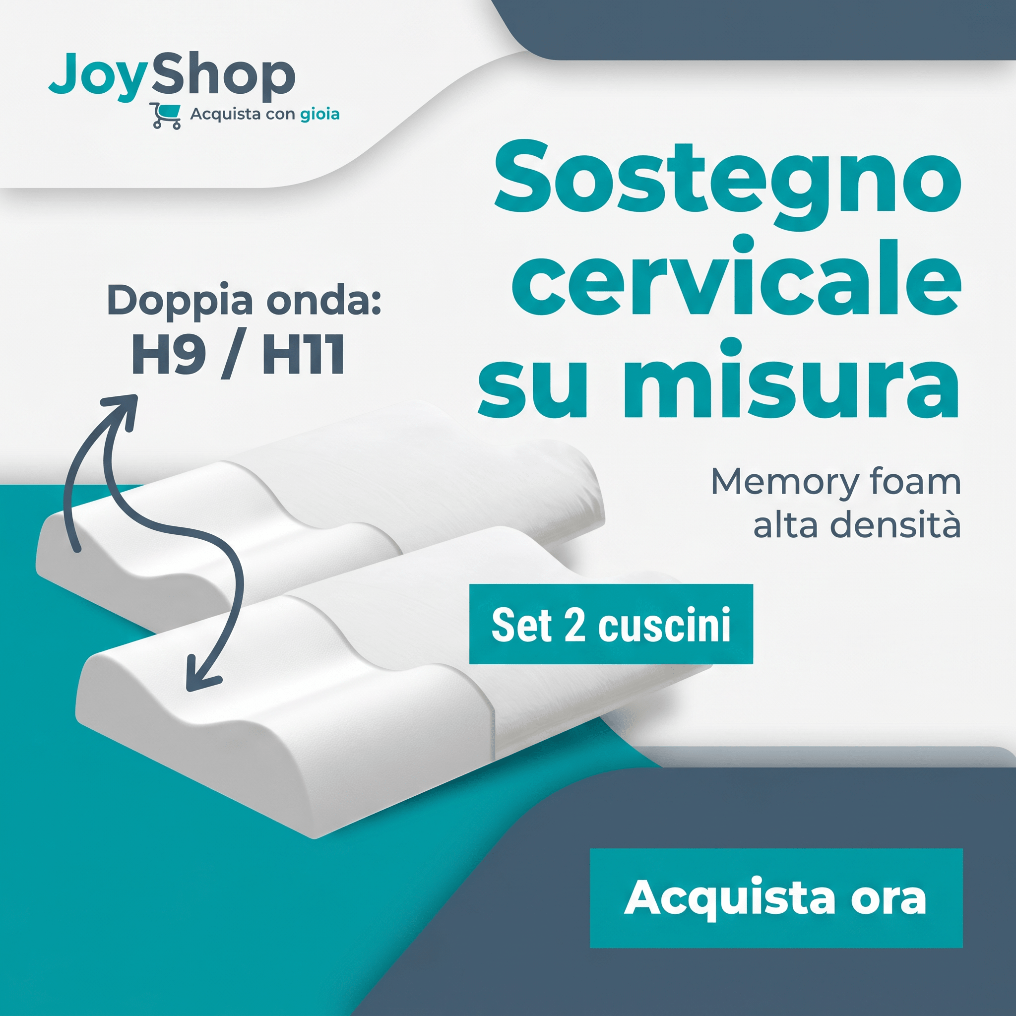 Coppia Cuscini Memory per Cervicale – Alta Densità, Doppia Onda | ORTHO CERVICALE
