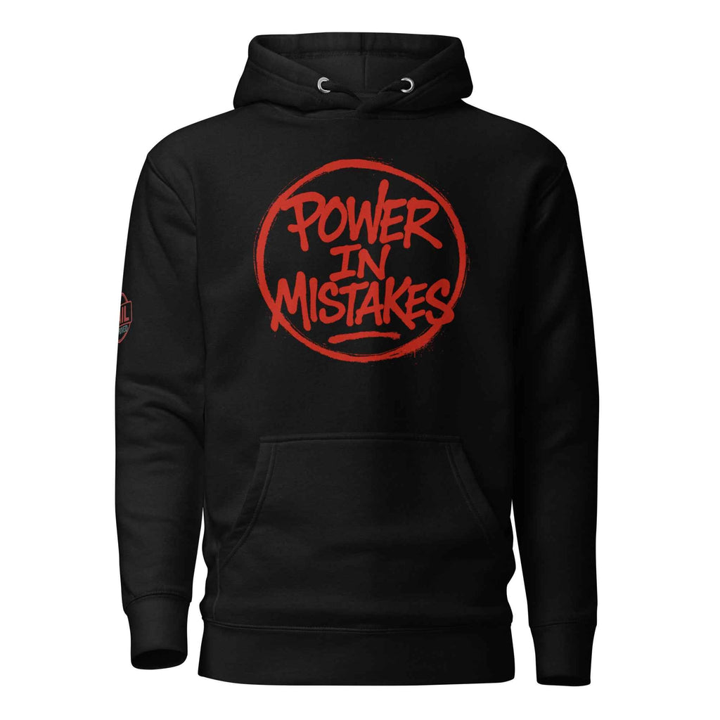 Felpa con Cappuccio Streetwear “POWER IN MISTAKES” 🔴 | FAIL – Manifesto di Coraggio e Stile