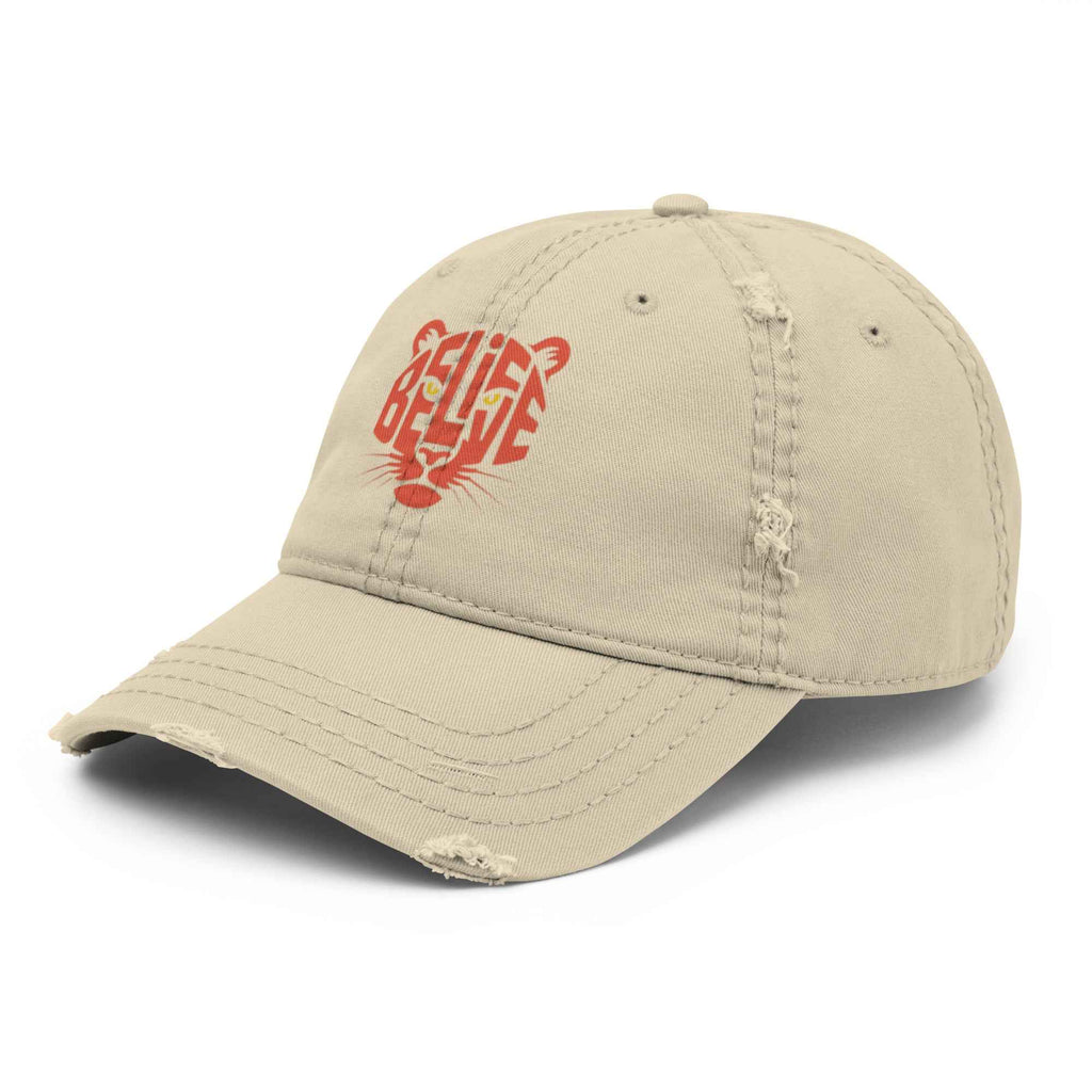 Cappellino Believe Vissuto | Distressed Dad Hat con Stile Autentico