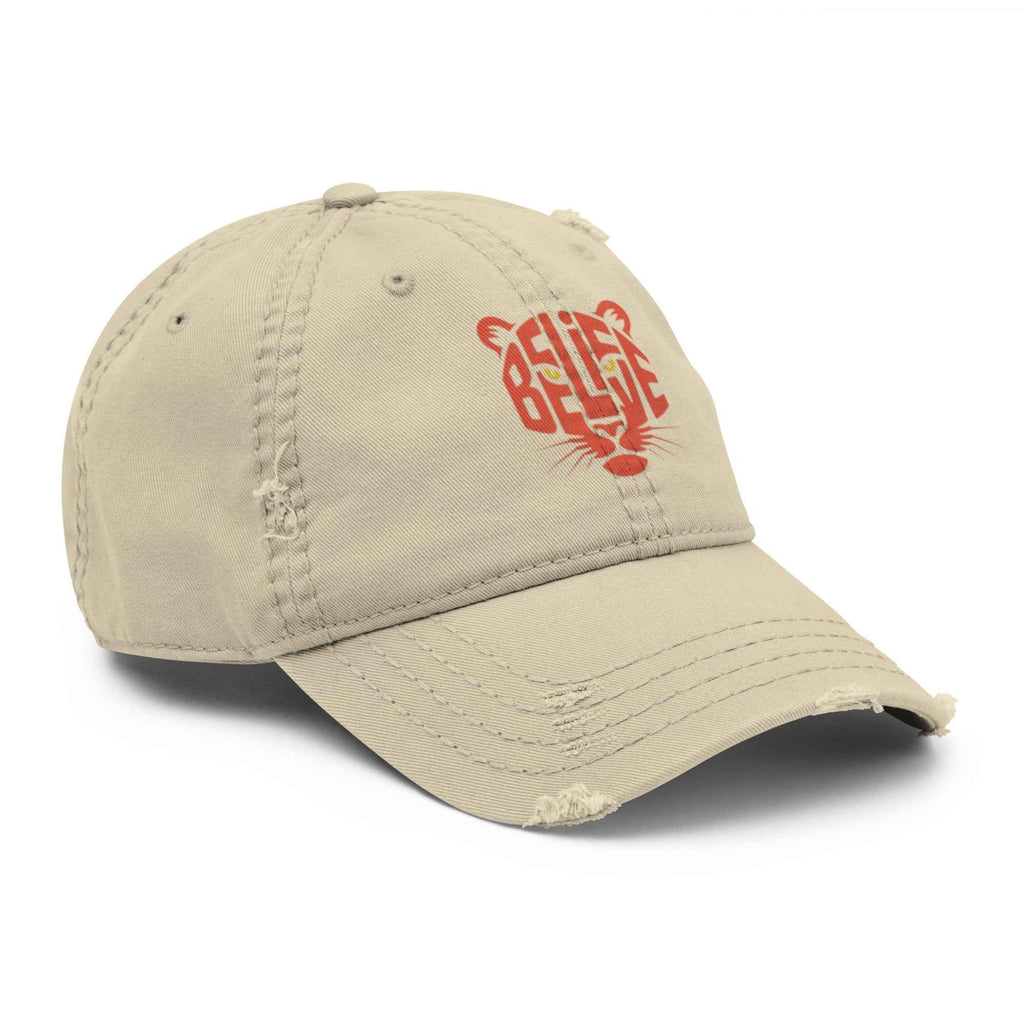 Cappellino Believe Vissuto | Distressed Dad Hat con Stile Autentico