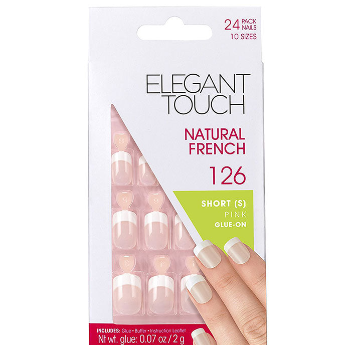 ELEGANT TOUCH NATURAL FRENCH SHORT PINK GLUE ON 126