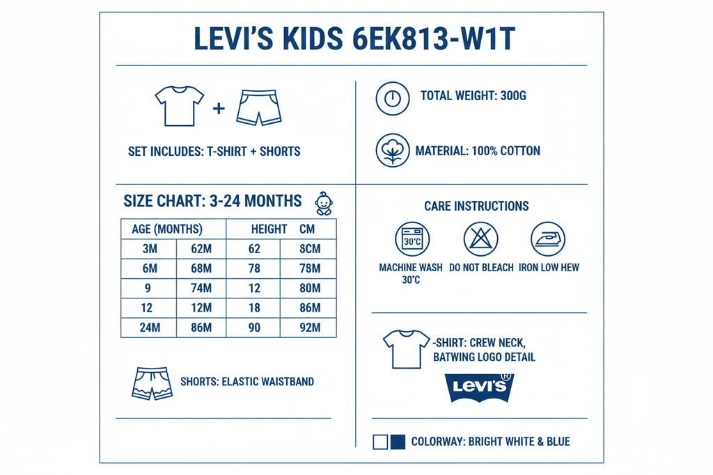 Levi's Kids Completo Bambino 6EK813-W1T Bianco Blu T-shirt Shorts