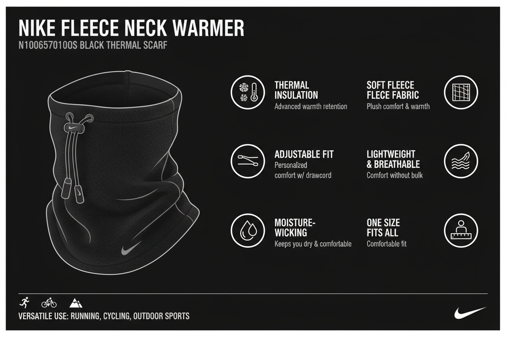 Nike Fascia scaldacollo termico in pile Fleece Neck Warmer N1000657010OS nero