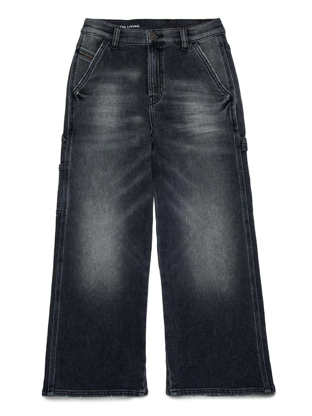 Diesel jeans bambina gamba larga lavaggio grigio