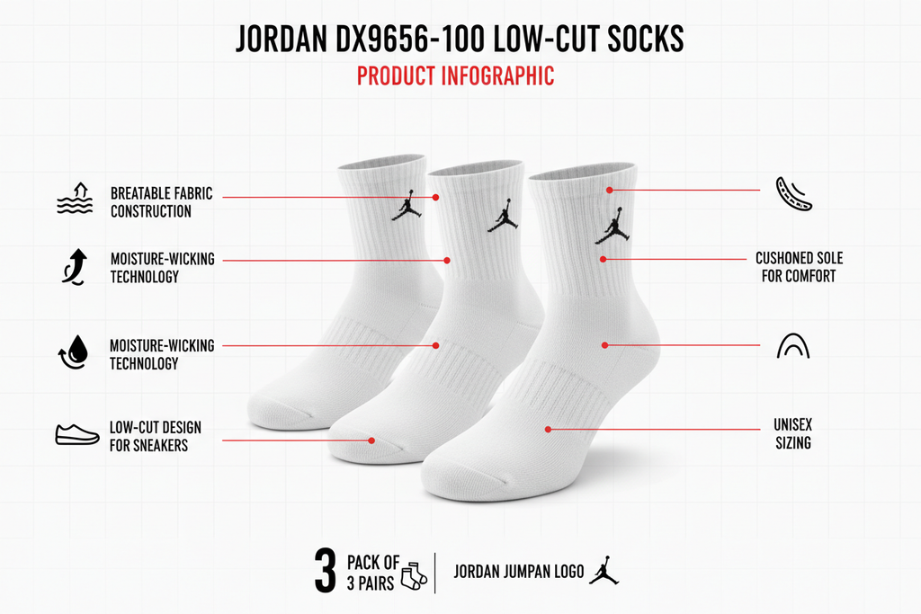 Jordan confezione da 3 paia di calze basse unisex DX9656-100 bianco