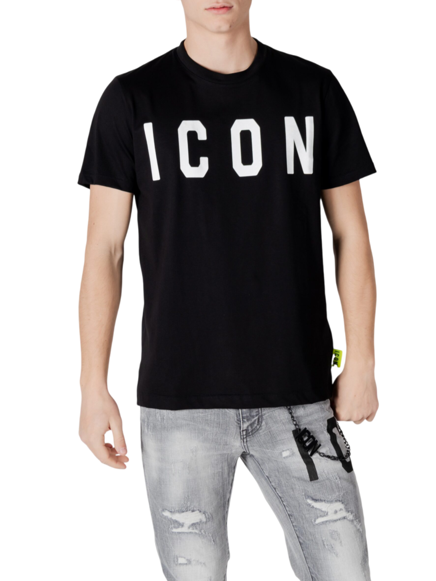 Icon T-shirt maniche corte con maxi logo nero bianco