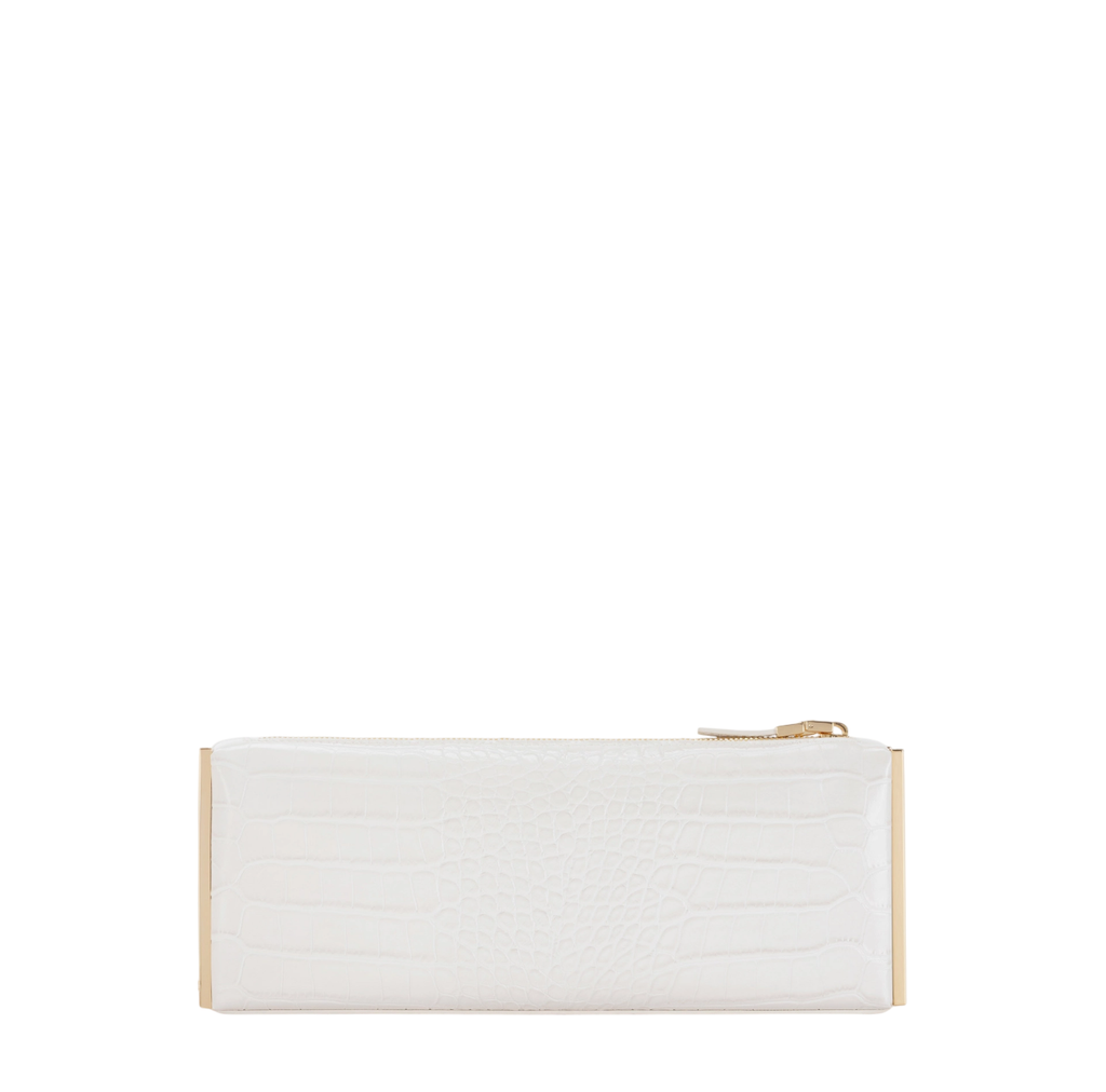 Elisabetta Franchi pochette in ecopelle coccodrillo bianco latte