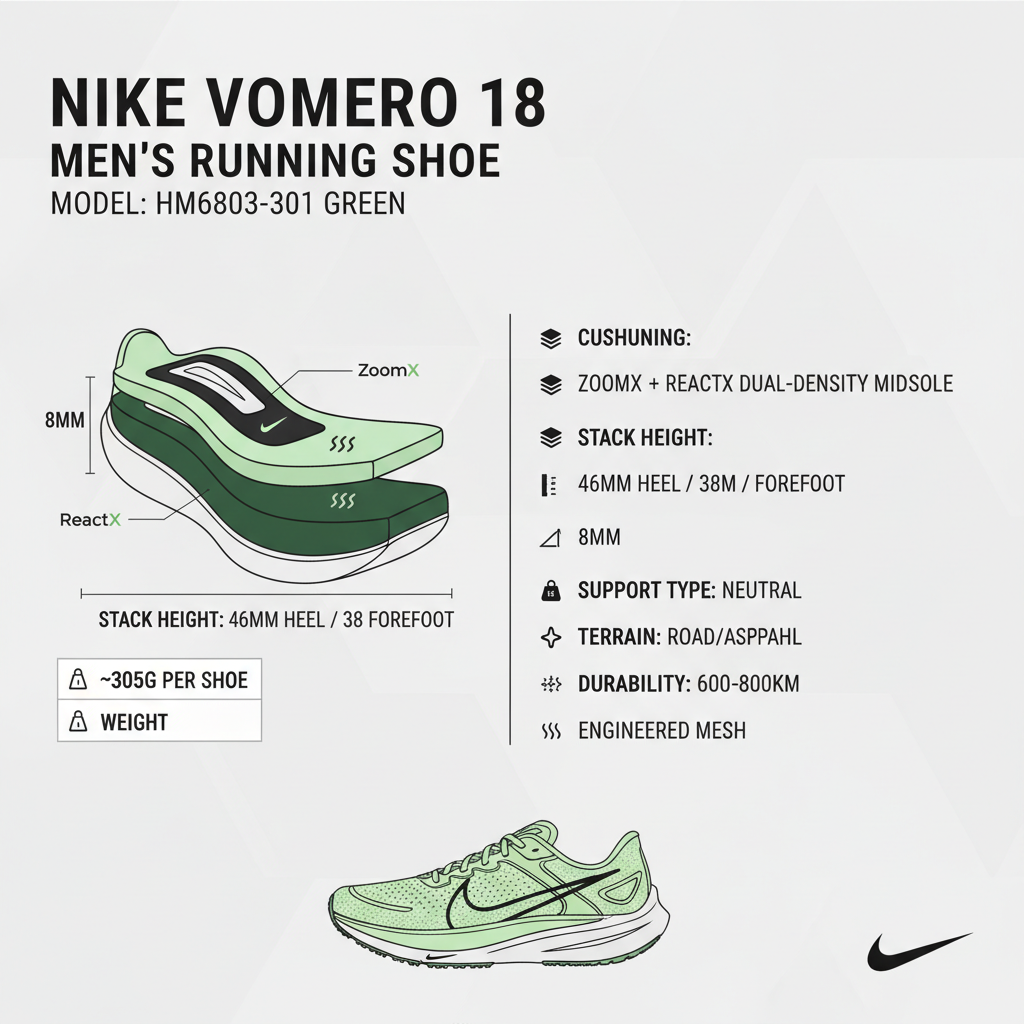 Nike - Scarpa Running Uomo Vomero 18 Verde - HM6803-301