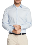 Calvin Klein camicia manica lunga con logo ricamato celeste