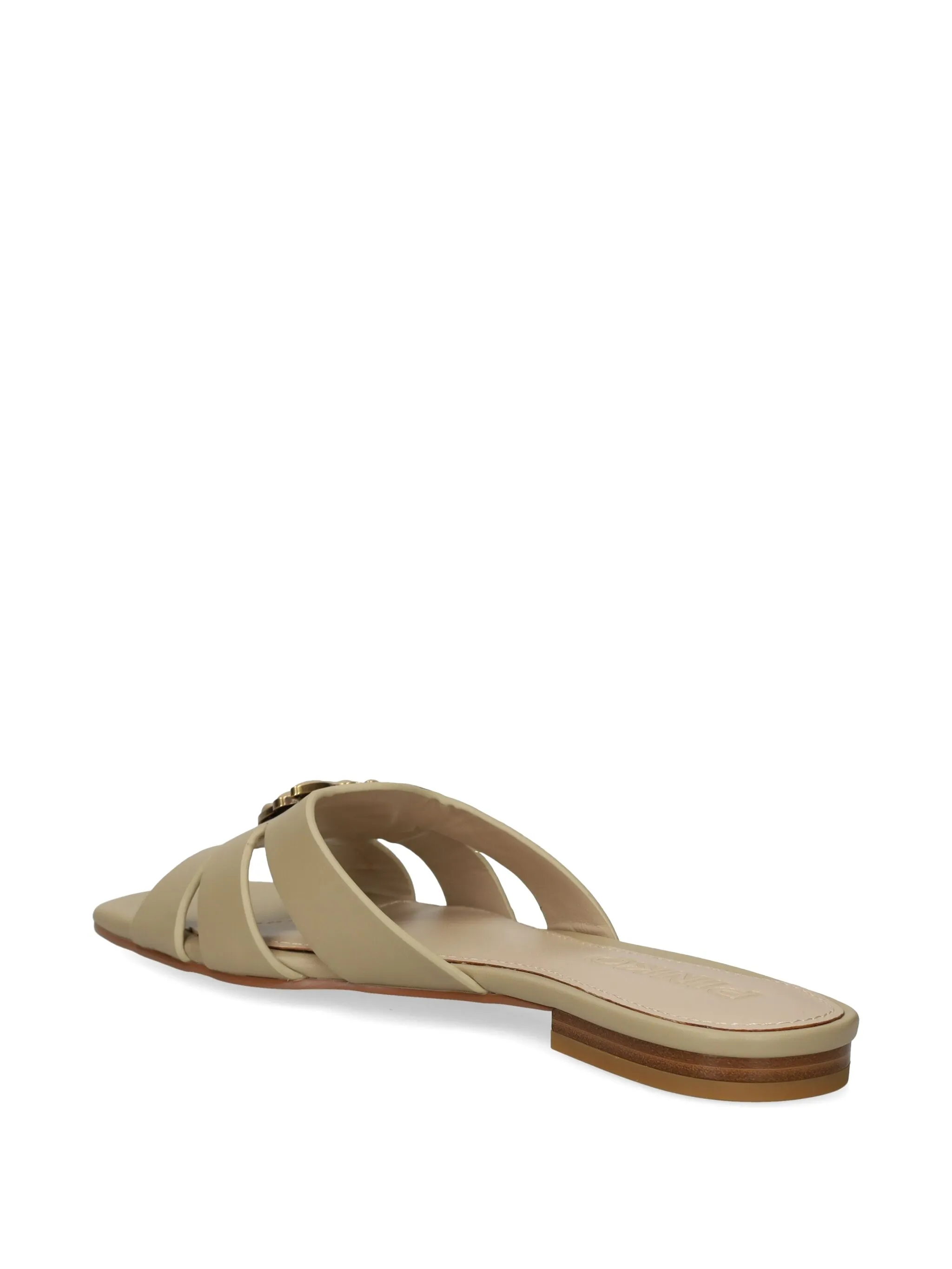 Pinko ciabatta Marli in pelle con logo beige