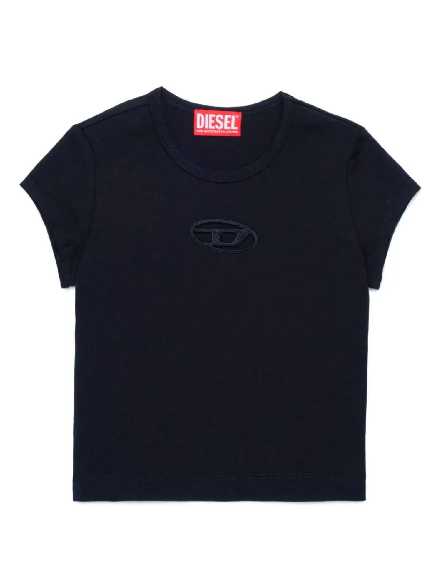 Diesel T-shirt manica corta Tangie con logo cut out nero