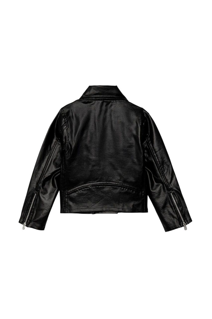 Calvin Klein giubbino biker bambina in ecopelle nero