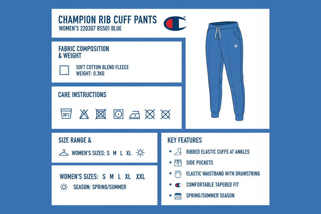 Champion Pantalone Donna Rib Cuff 220307 BS501 Blu
