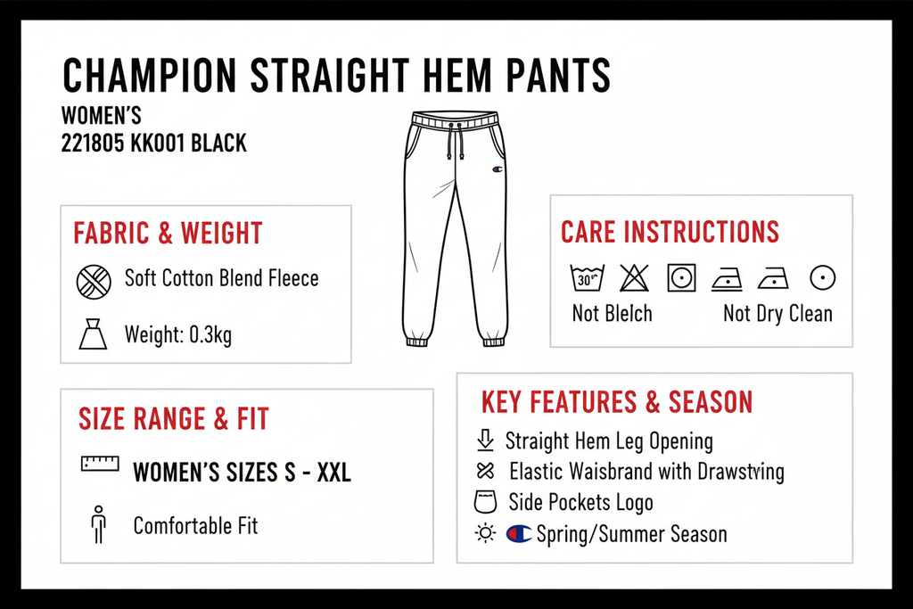 Champion Pantalone Donna Straight Hem 221805 KK001 Nero