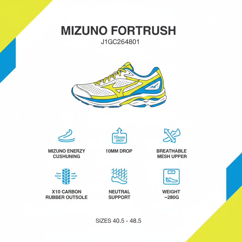Mizuno Scarpa Running Uomo Fortrush Bianco Giallo Blu - J1GC264801
