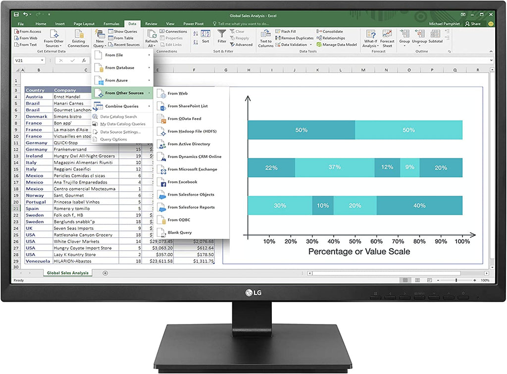 Monitor LG LED 23,8" FULL-HD IPS Multimediale HDMI, DP, 24BK550Y-B.AEU (A)