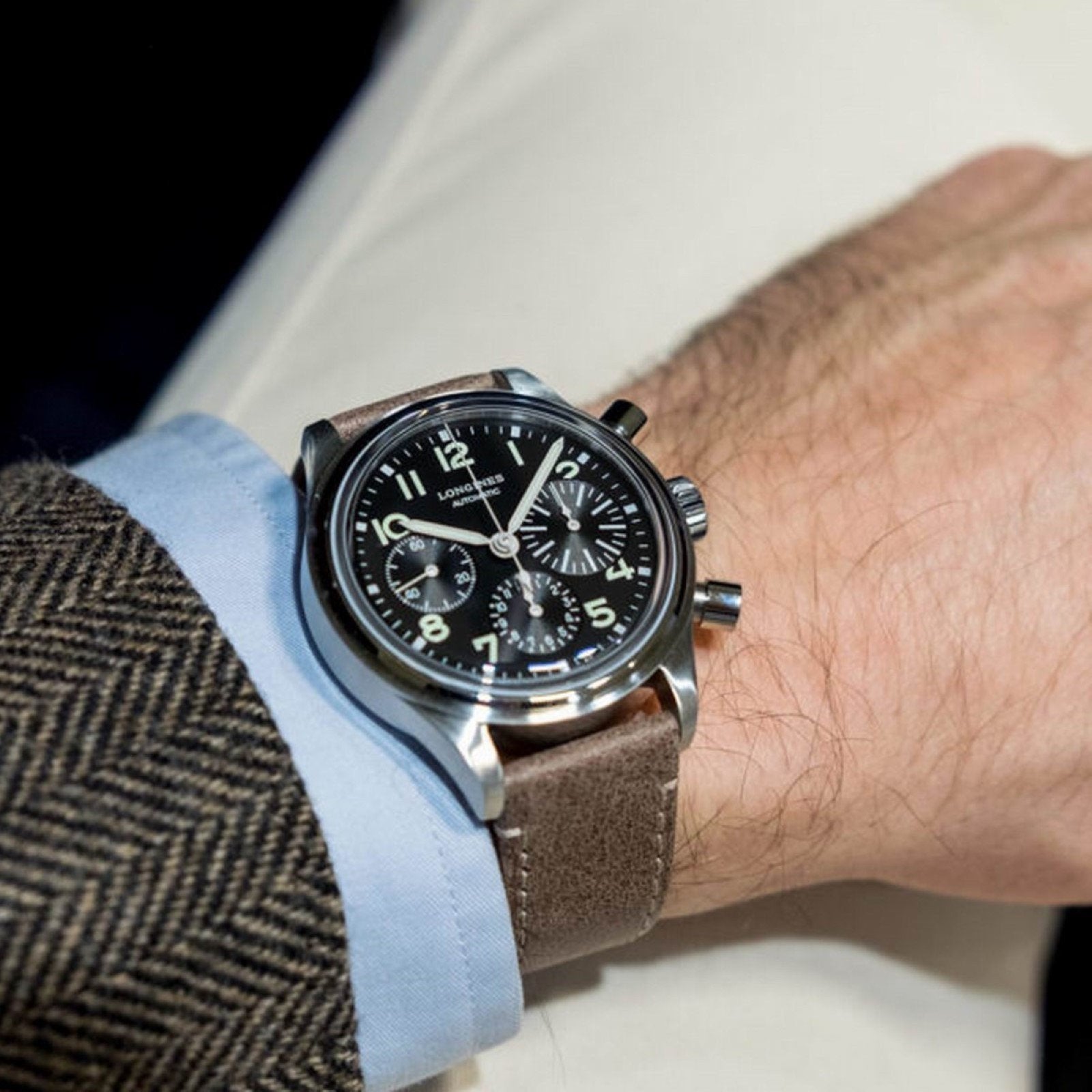Longines orologio Avigation BigEye 41mm nero automatico acciaio L2.816.4.53.2