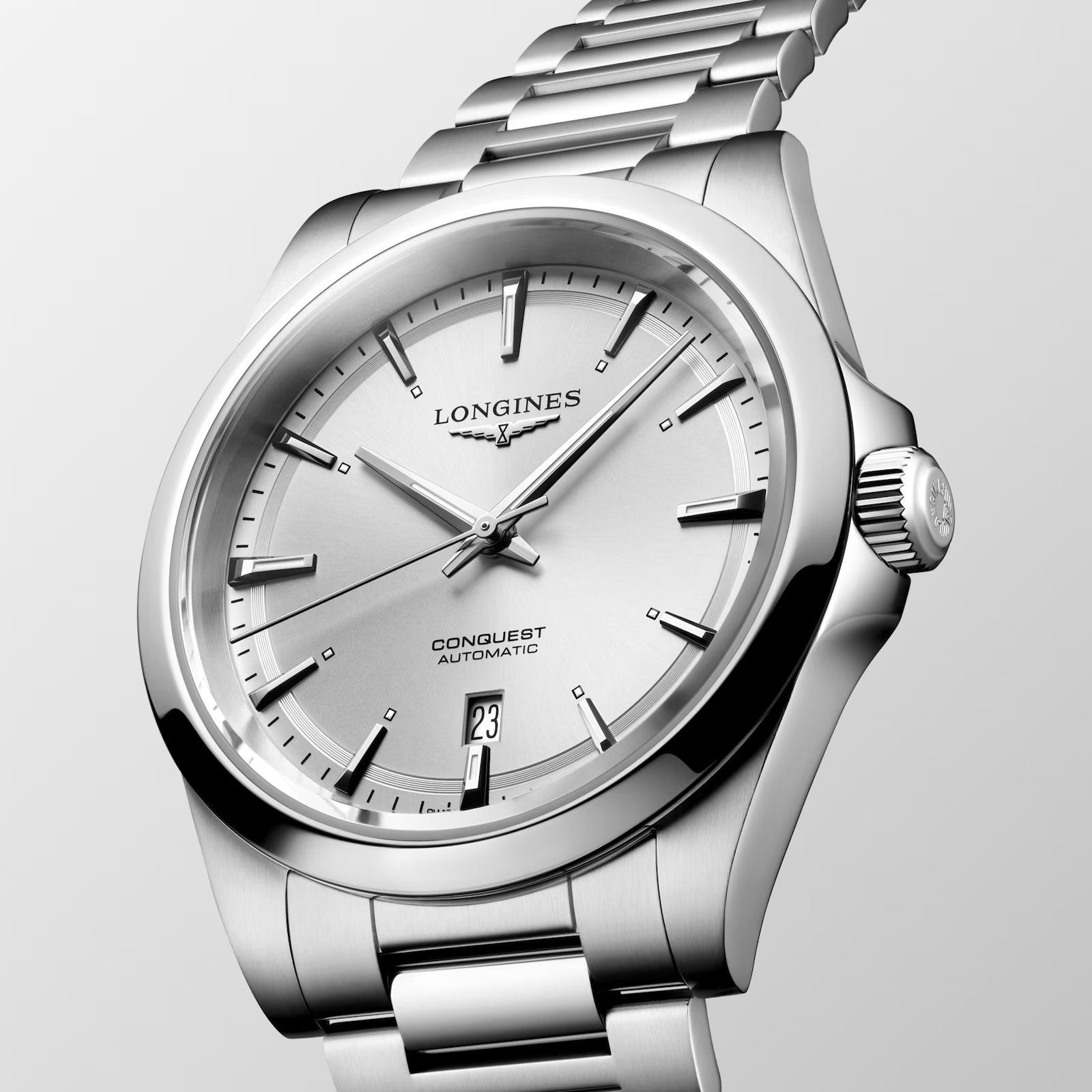 Longines orologio Conquest 2023 41mm argento acciaio automatico L3.830.4.72.6