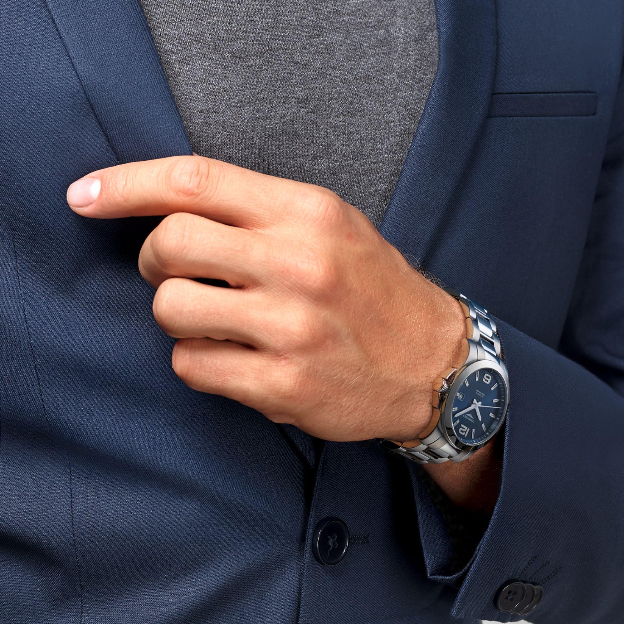 Longines orologio Conquest 41mm blu automatico acciaio L3.777.4.99.6