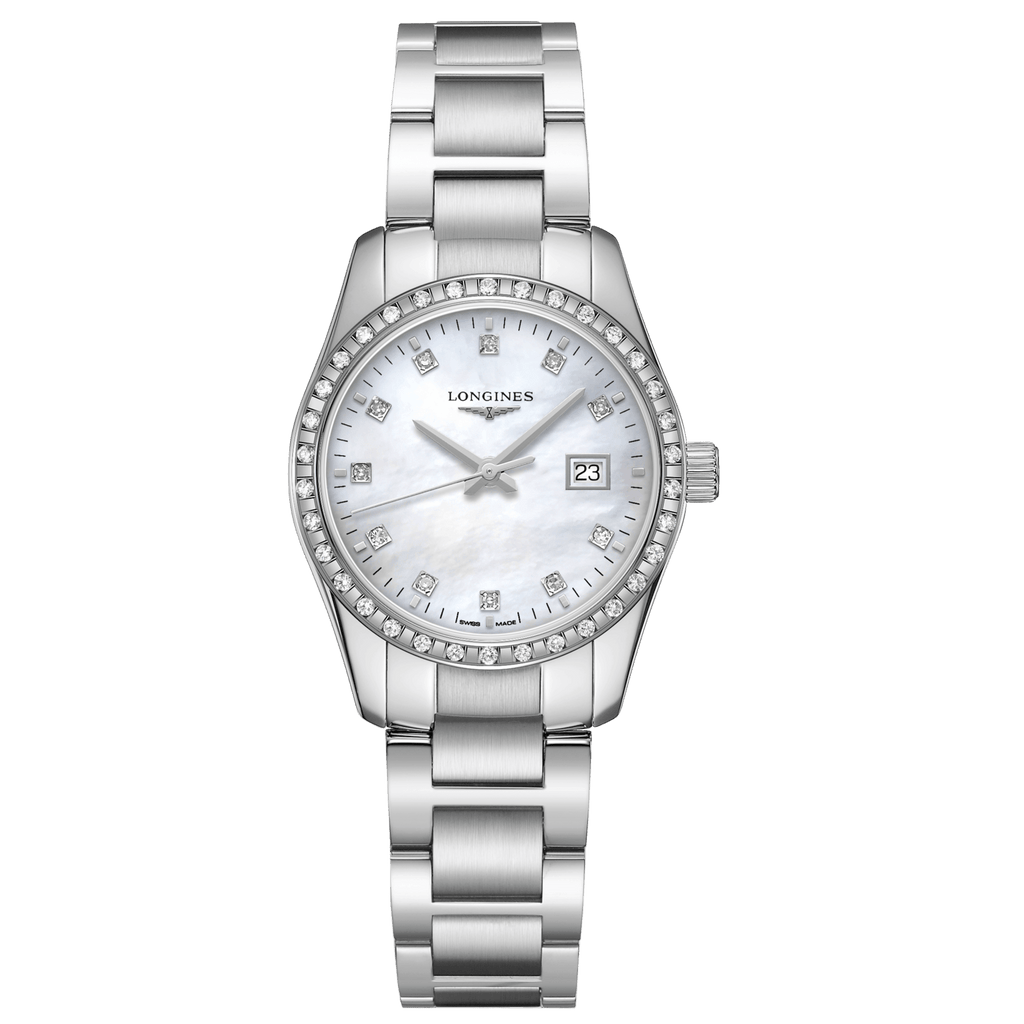 Longines orologio Conquest Classic 29,5mm madreperla diamanti quarzo acciaio L2.286.0.87.6
