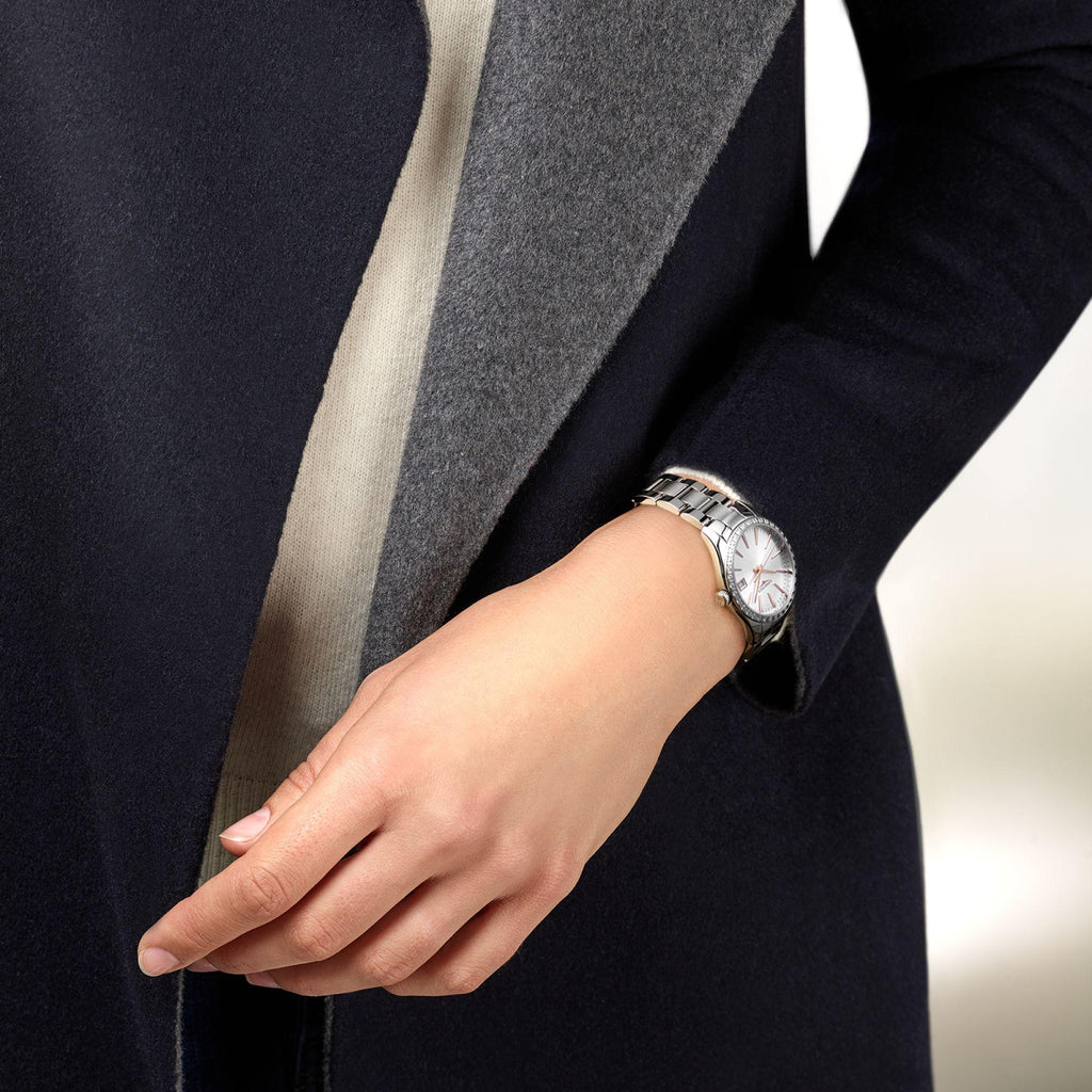 Longines orologio Conquest Classic 34mm argento diamanti quarzo acciaio L2.386.0.72.6