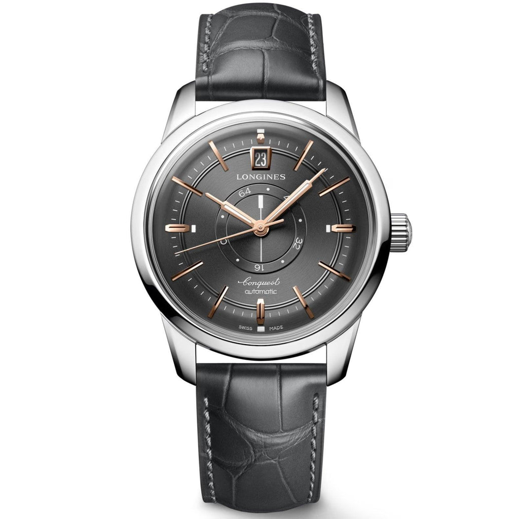 Longines orologio Conquest Heritage Central Power Reserve 38mm antracite automatico acciaio L1.648.4.62.2