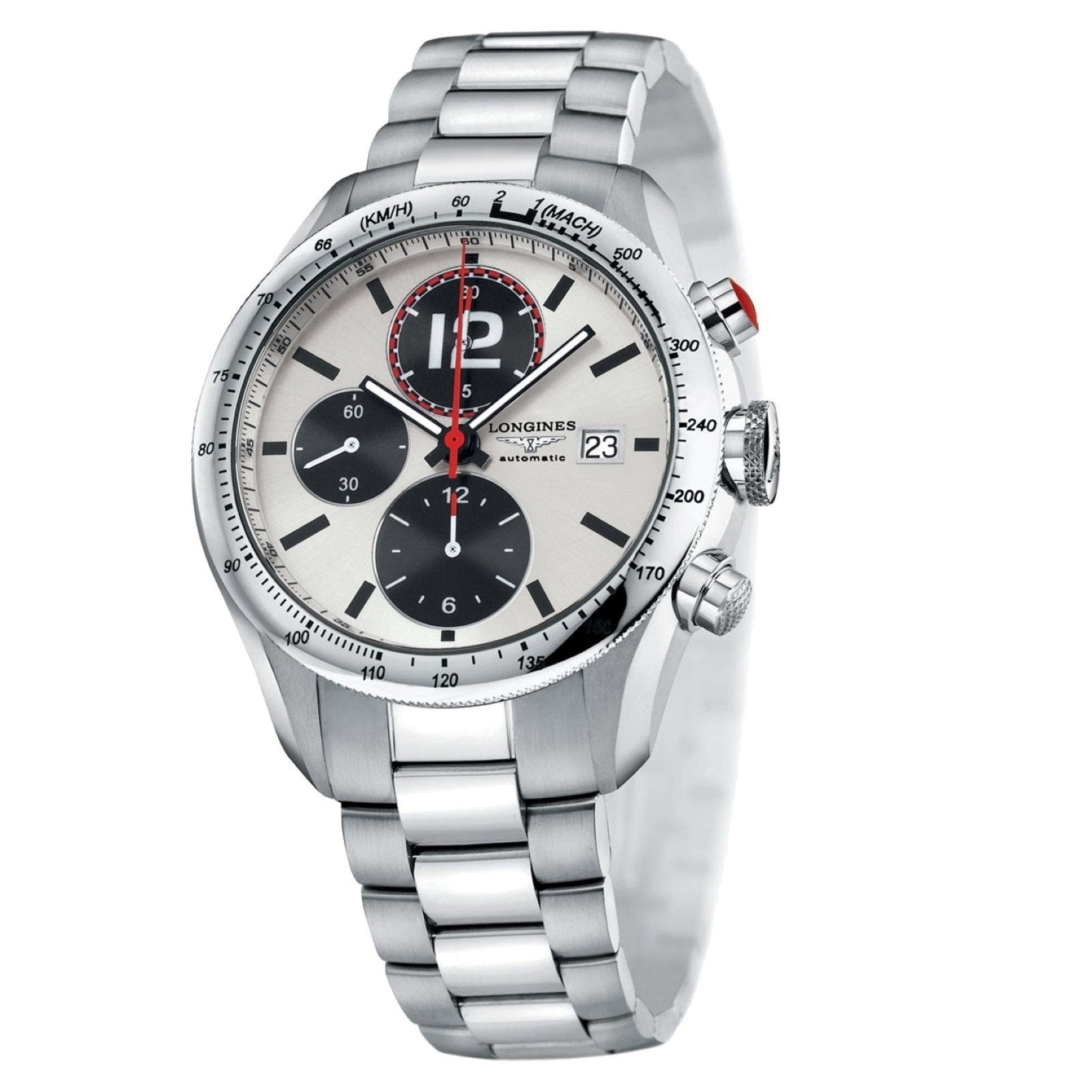 Longines orologio Grand Vitesse Chrono 42mm argento automatico acciaio L3.636.4.76.6