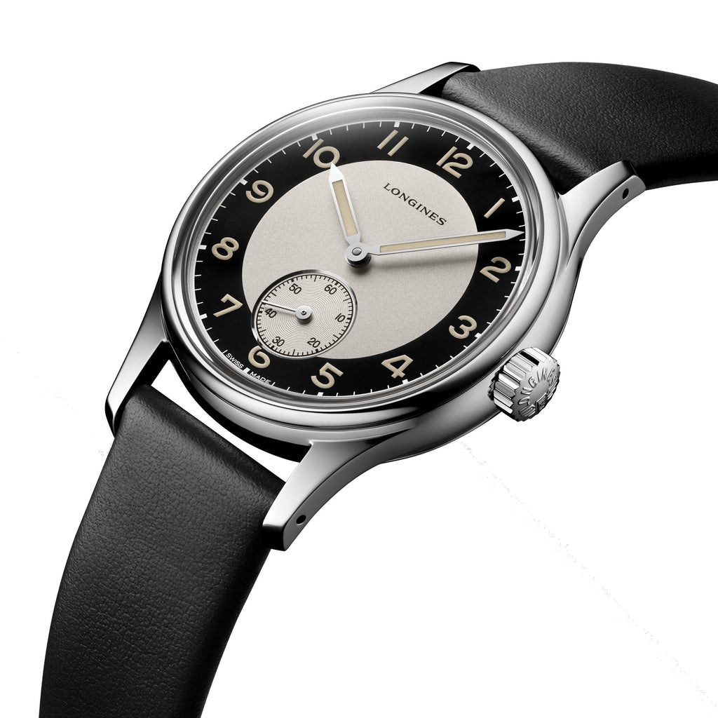 Longines orologio Heritage Classic Tuxedo 38,5mm nero automatico acciaio L2.330.4.93.0