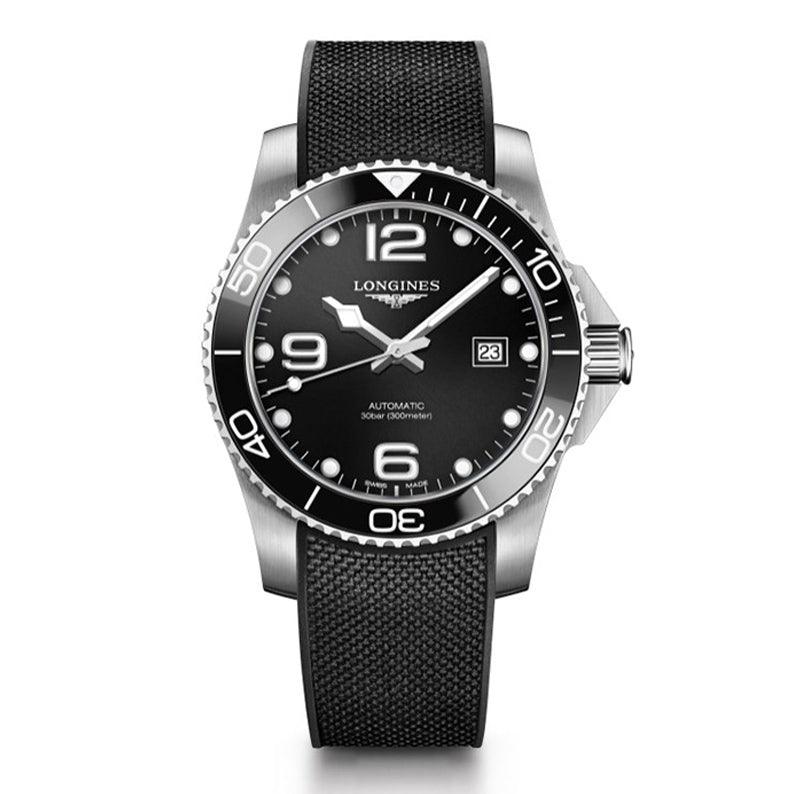 Longines orologio HydroConquest 41mm nero acciaio uomo automatico L3.781.4.56.9