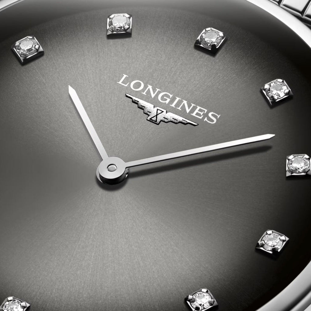 Longines orologio La Grande Classique 29mm antracite diamanti quarzo acciaio L4.512.4.77.6