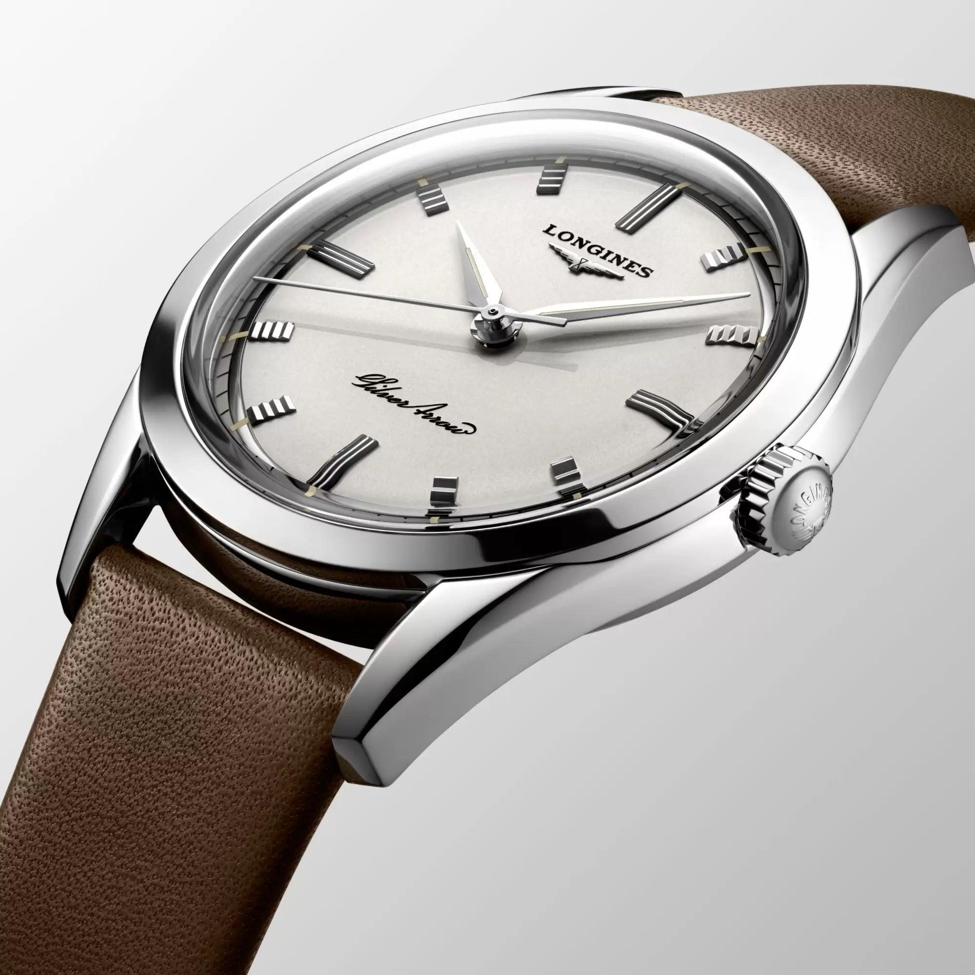 Longines orologio Silver Arrow 38,5mm argento automatico acciaio L2.834.4.72.2