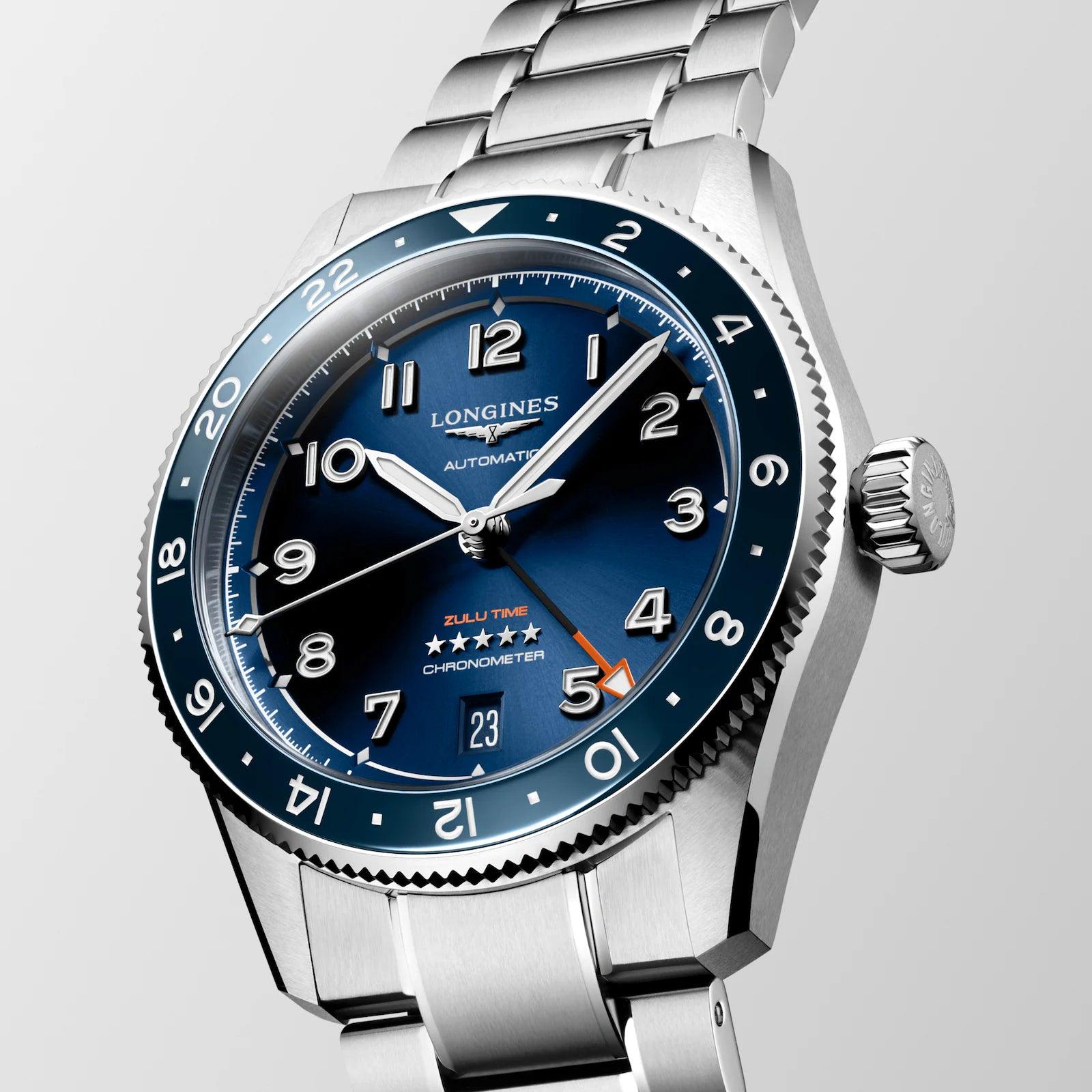 Longines orologio Spirit 39mm blu automatico acciaio L3.802.4.93.6